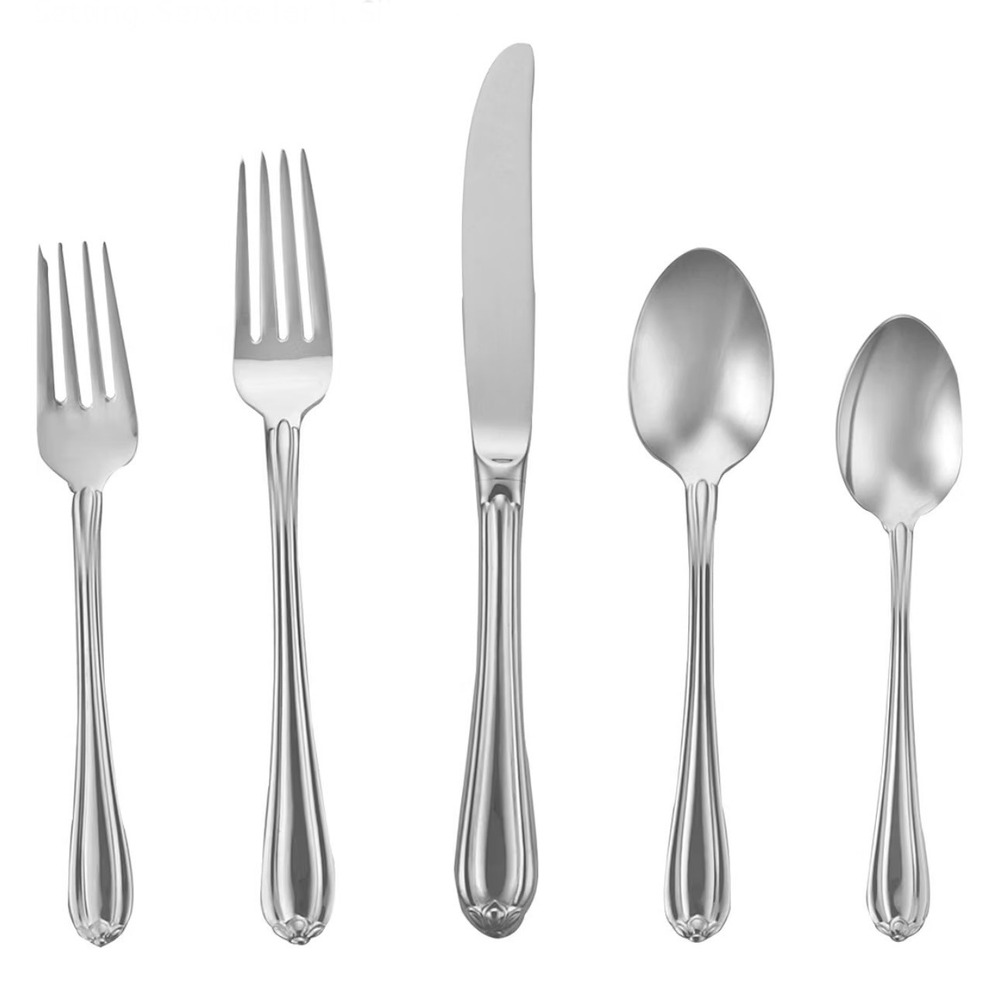 NEW Gorham Melon Bud 5 Piece Place Setting 18/10 Stainless Steel Flatware Set